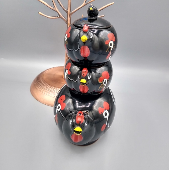 Stacking Redware Chicken Teapot Set Cream Sugar - Picture 2 of 16